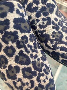 Vintage Stella McCartney Blue and Cream Leopard Print Slip-On Shoes